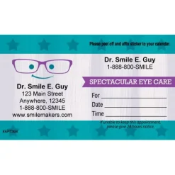 Custom Smiling Eye Glasses Appointment Cards