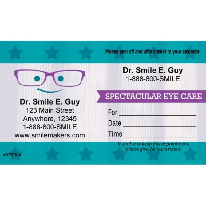 Custom Smiling Eye Glasses Appointment Cards