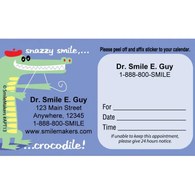 Custom Snazzy Smile Crocodile Appointment Cards