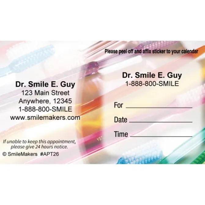 Custom Toothbrushes Appointment Cards