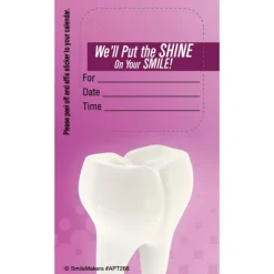 Custom Tooth with Purple Sticker Appointment Cards
