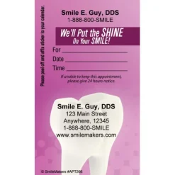 Custom Tooth with Purple Sticker Appointment Cards