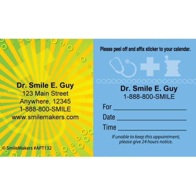 Custom Yellow Burst Medical Sign Appointment Cards