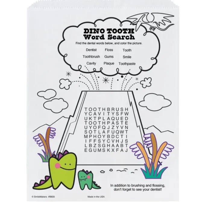 Dinosaur Kids Activity Dental Paper Bags