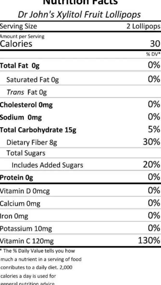 Dr. John's® Xylitol Healthy Sweets Tooth Shaped Fruit Lollipops