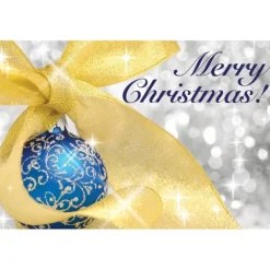 Gold Ribbon Merry Christmas Greeting Cards