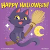 Halloween Cats & Bats Stickers