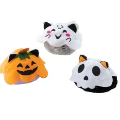 Halloween Plush Cats in Ghost Costumes