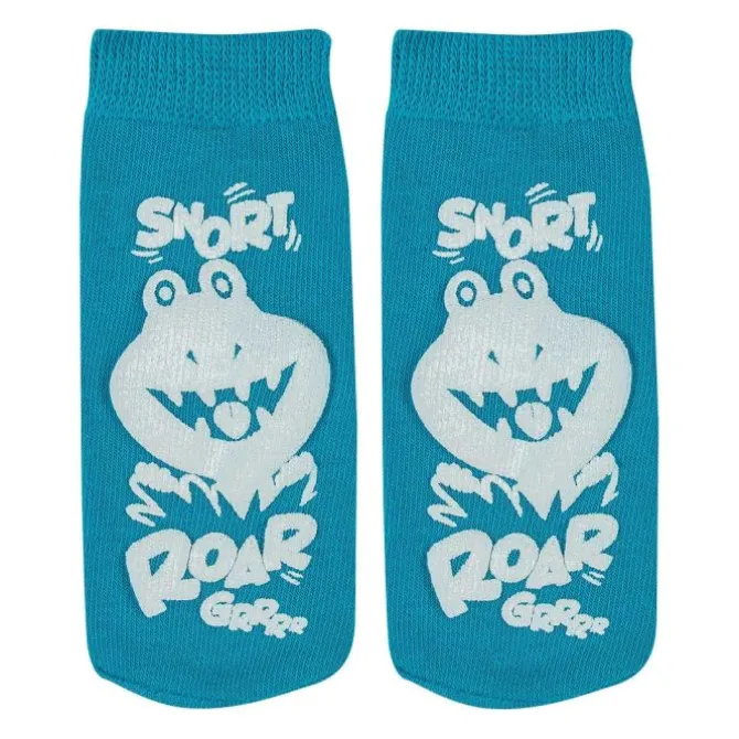 KidCare™ Teal Dino Ankle Length Slipper Socks - 1 pair