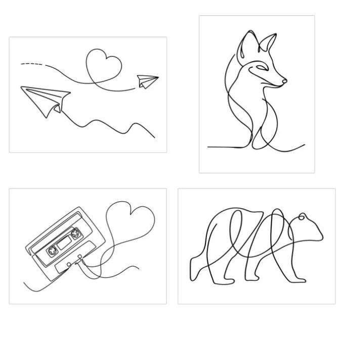 Line Art Temporary Tattoos