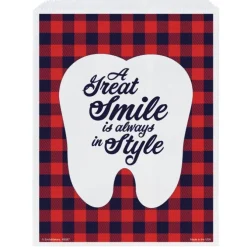 Plaid Smile Style Tooth Paper Bags