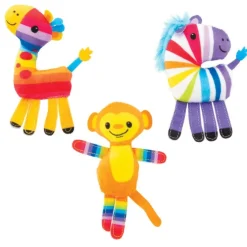 Plush Rainbow Striped Animals