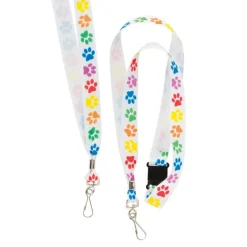 Rainbow Paw Print Lanyards