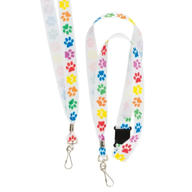 Rainbow Paw Print Lanyards