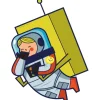 Silly Space Girl Astronaut Wall Decal