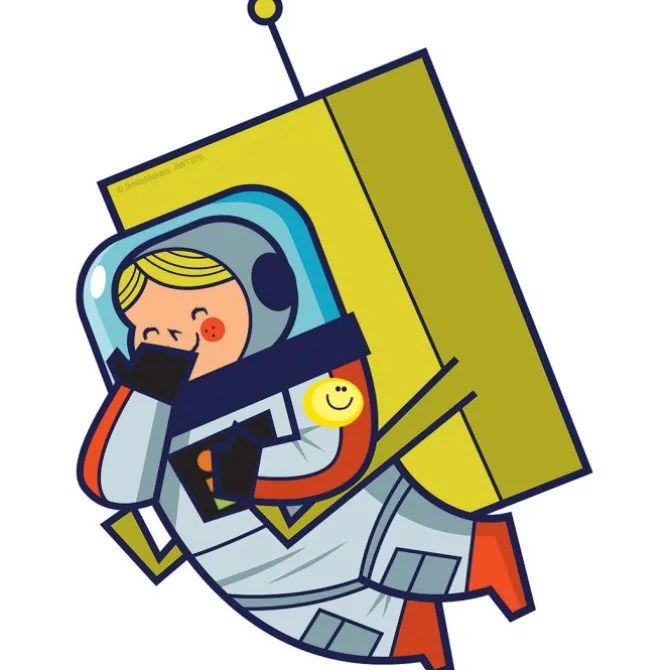Silly Space Girl Astronaut Wall Decal