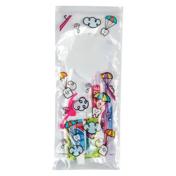 SmileCare™ Youth Dental Paratrooper Premium Zippered Bag Dental Kits with Flossers