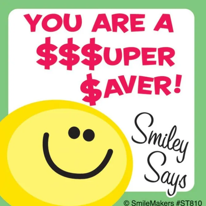 Smiley Says Save Sticker Assortment