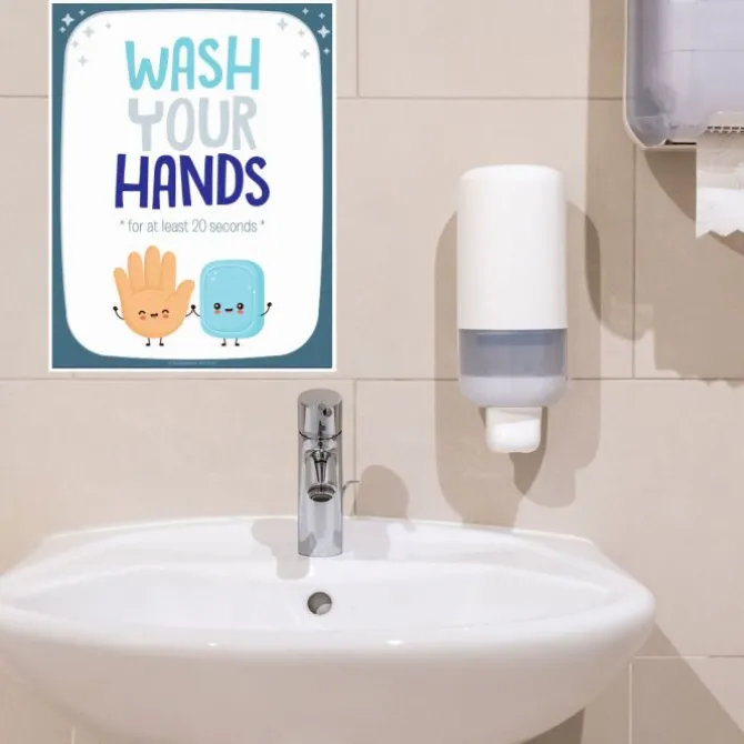 Vertical Wash Your Hands Wall Decal